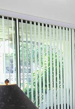 Cream Colored Vertical Blinds Installed In Newport Beach