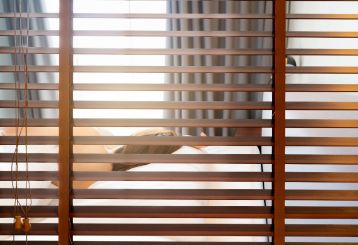 Motorized faux wood blinds controlled with a remote