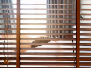 Motorized faux wood blinds controlled with a remote